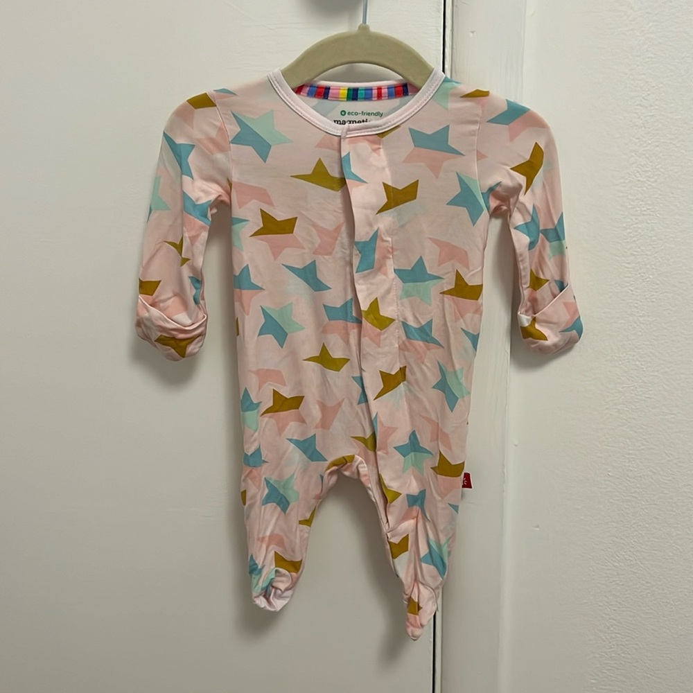 Magnetic Me pink footie, newborn size